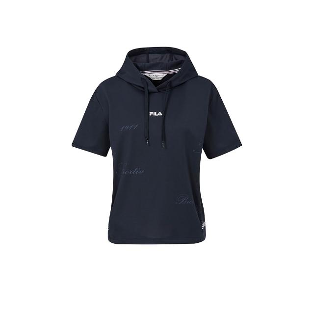 【FILA】女短袖連帽T恤-藏青 5TEA-1720-NV