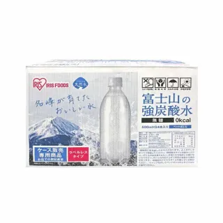 即期品【IRIS OHYAMA 愛麗思歐雅瑪】富士山強氣泡水-無標籤款(500ml X 24入 )