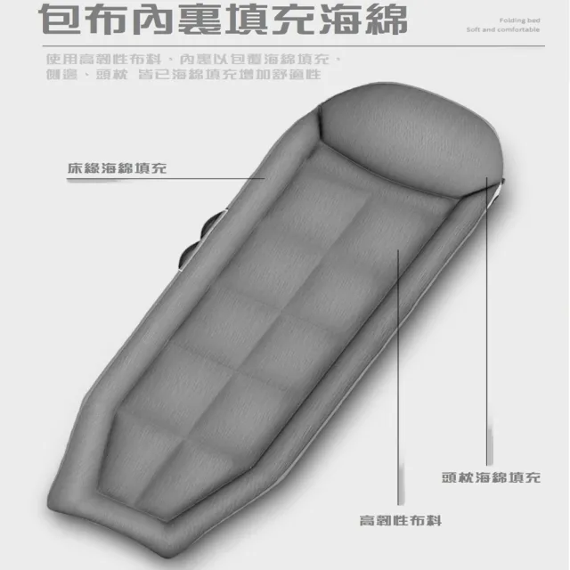 【HTGC】美式折疊床180 免組裝/快速折疊/180度全平躺/鋼管支撐/頭枕填充 摺疊椅/躺椅/折疊床