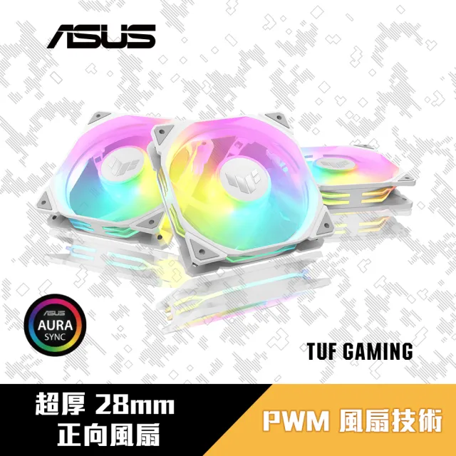 【華碩】顯卡超值組★Dual Radeon™ RX 9060 XT 16GB  顯示卡+TUF Gaming TR120 ARGB 風扇 - 三入組 白色