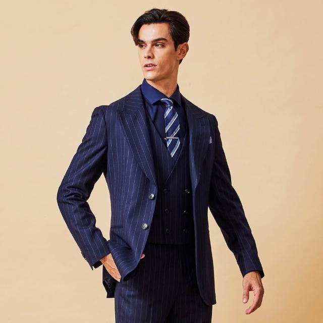 【SST&C】男裝 米蘭系列藏青直條紋修身版西裝外套-825211012041(換季65折)
