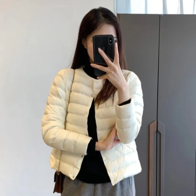 【米蘭精品】現貨+預購 頂級真羽絨外套90%鵝絨羽絨衣秋冬外套保暖上衣大碼休閒女裝(圓領女外套4色t1mr1)