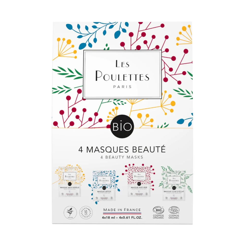 【LES POULETTES】綜合面膜禮盒（4入組）多效煥亮／保濕／淨化