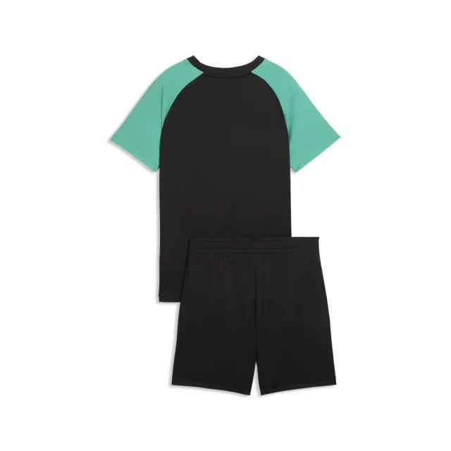 【PUMA】基本系列ESS Poly短袖短褲套裝 孩童 68629951  黑色