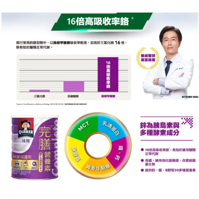 【桂格完膳】營養素 糖尿病穩健鉻100配方 2罐(900g/罐)