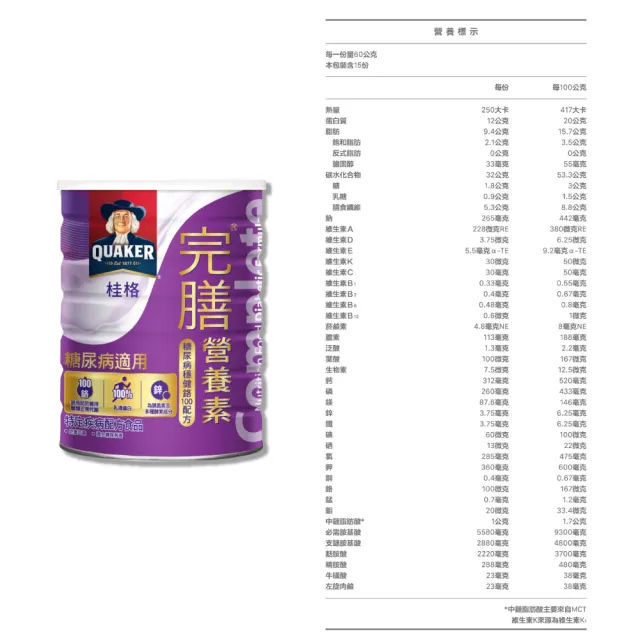【桂格完膳】營養素 糖尿病穩健鉻100配方 6罐(900g/罐)
