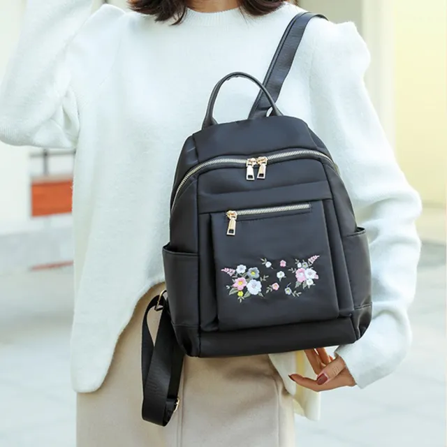 【EMMA SUE】雙11 尼龍後背包 刺繡包包 繡花後背包 可愛背包 女生包包 時尚媽咪包 刺繡雙肩包 外