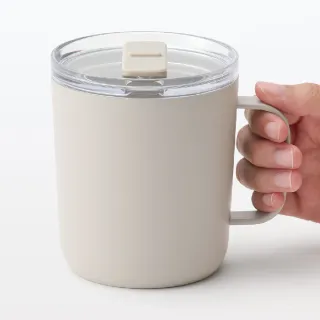 【MUJI 無印良品】附刻度保溫保冷附蓋不鏽鋼馬克杯/400mL(原色/灰米/黑)