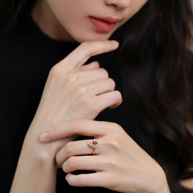 【海斯珠寶】綺麗之夢系列 18K金 天然鑽石 鴿血紅寶石 多戴吊墜 戒指 珠寶級轉換系統 鏤空水滴設計