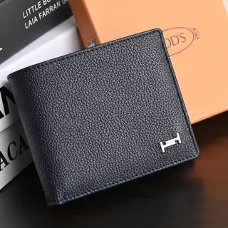 【TOD’S】TODS DOUBLE T 金屬雙T字LOGO防刮牛皮雙層零錢短夾(午夜藍)