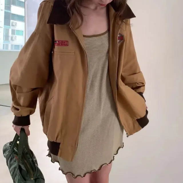 【SeasonsBikini 】正韓製 小捲邊條紋短洋裝-KK81