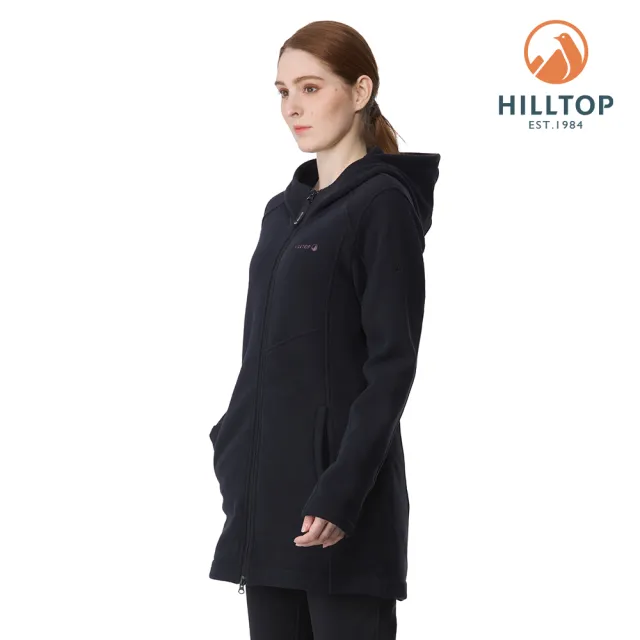 【Hilltop 山頂鳥】刷毛長大衣 女款 黑｜PH21XF22ECA0