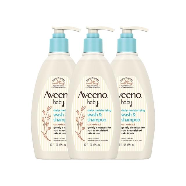 【Aveeno 艾惟諾】嬰兒燕麥沐浴洗髮露3入組(354mlx3_嬰兒沐浴)