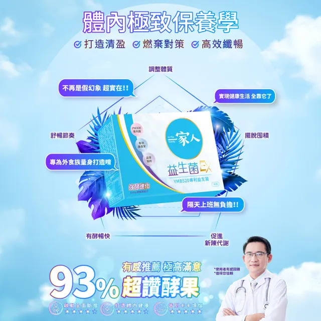 【YM BIOMED 陽明生醫】一家人益生菌EX版3盒組加贈原版益生菌20包(代謝進化 專利菌 藤黃果 蔬果精萃 纖暢)