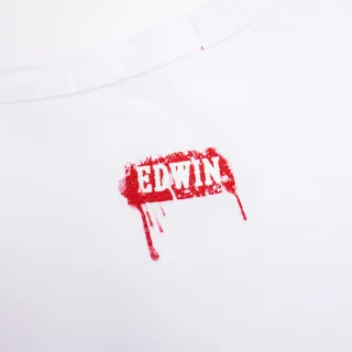 【EDWIN】男裝 人氣復刻款 EDGE 細碎字LOGO短袖T恤(白色)