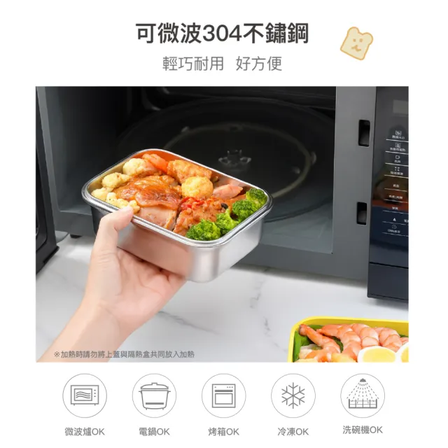 【LocknLock 樂扣樂扣】官方直營 呆萌町系列 可微波玩美Match不鏽鋼隔熱便當盒 800ml(可微波/304不鏽鋼)