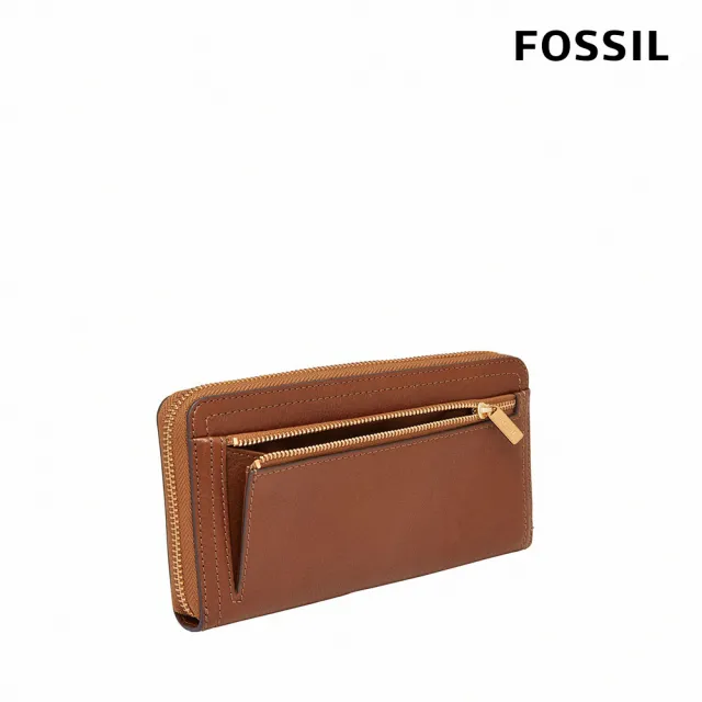 【FOSSIL】Logan 咖啡色多層真皮拉鍊長夾SL7831200