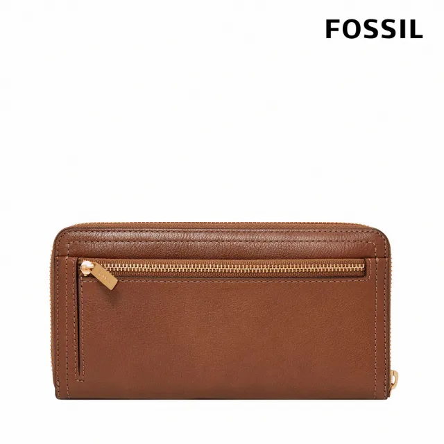 【FOSSIL】Logan 咖啡色多層真皮拉鍊長夾SL7831200