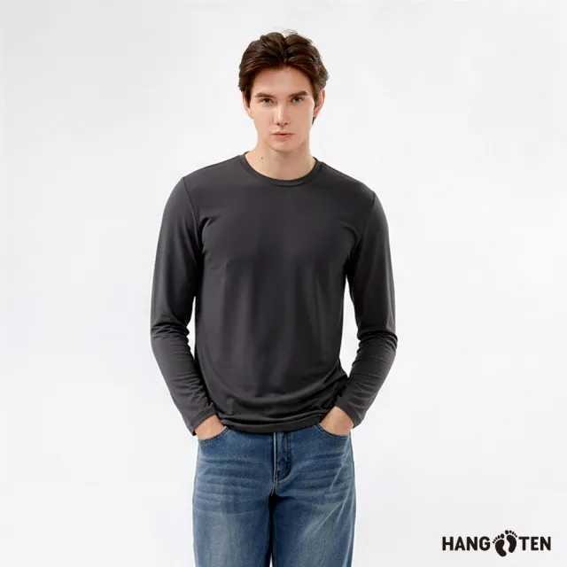 【Hang Ten】男女裝-ECO環保纖維圓領蓄熱保暖發熱暖溫衣(多款選)
