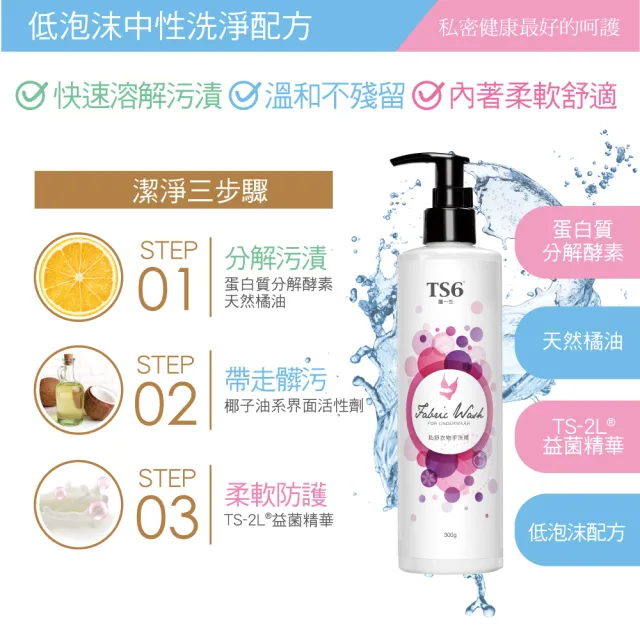 【TS6護一生】私舒衣物手洗精300gX1+潔淨慕斯-加護型X1(私密清潔 貼身衣物清潔)