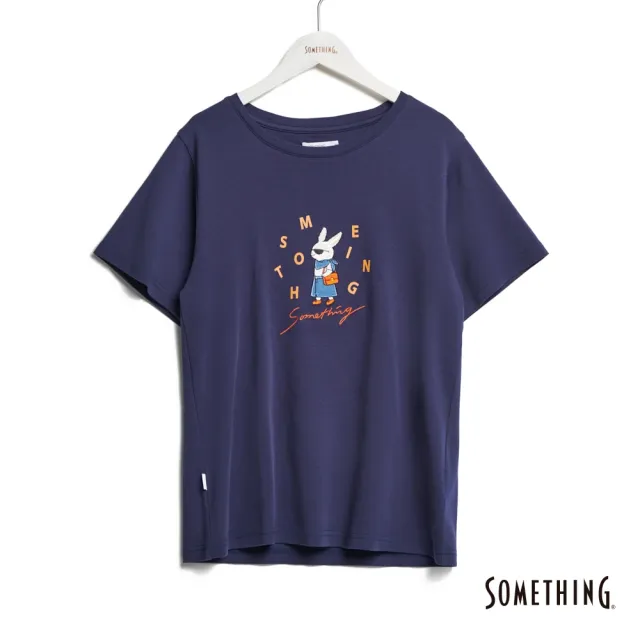 【SOMETHING】女裝 墨鏡兔基本短袖T恤(丈青色)