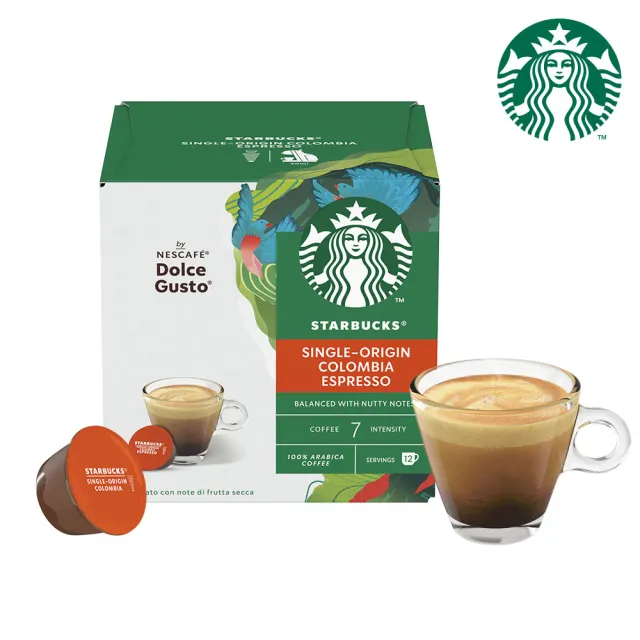 【NESCAFE Dolce Gusto】STARBUCKS 星巴克哥倫比亞義式濃縮咖啡膠囊12顆/盒(適用雀巢多趣酷思咖啡機)