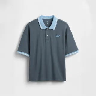 【GAP】兒童寬版Gap Logo PK布Polo衫-盧德洛灣藍(887102)