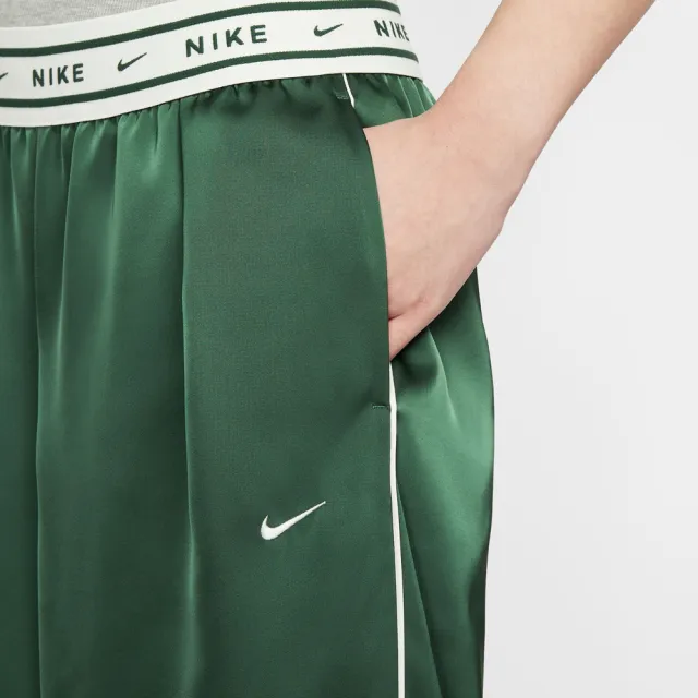 【NIKE 耐吉】長褲 女 運動褲 寬鬆 緞面 AS W NSW OFFLN WVN STN PANT 綠 IH1327-323