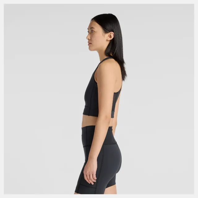 【NEW BALANCE】NB 背心 女 慢跑 短版 美規 黑 WT61P7F8BK