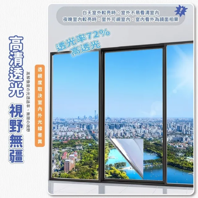 【XUMU SELECT 旭沐選物】單向透視靜電玻璃隔熱膜90*200cm 日光強防窺(窗戶隔熱貼 防窺貼 遮光貼)