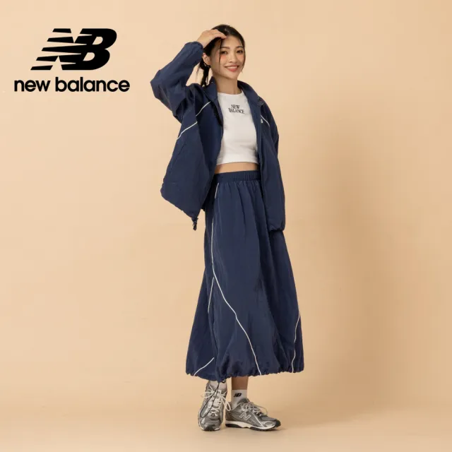 【NEW BALANCE】NB 滾邊抽繩尼龍長裙_WB61D2OPNNY_女性_深藍色(美版 版型偏大)