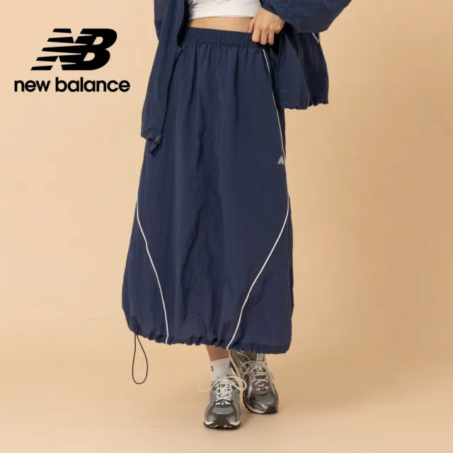 【NEW BALANCE】NB 滾邊抽繩尼龍長裙_WB61D2OPNNY_女性_深藍色(美版 版型偏大)