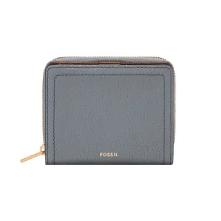 【FOSSIL】Logan 迷你多功能真皮RFID防盜短夾-藍色 SL7923450