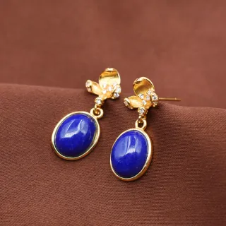 【鑫運來】◎古典青金石925銀耳環