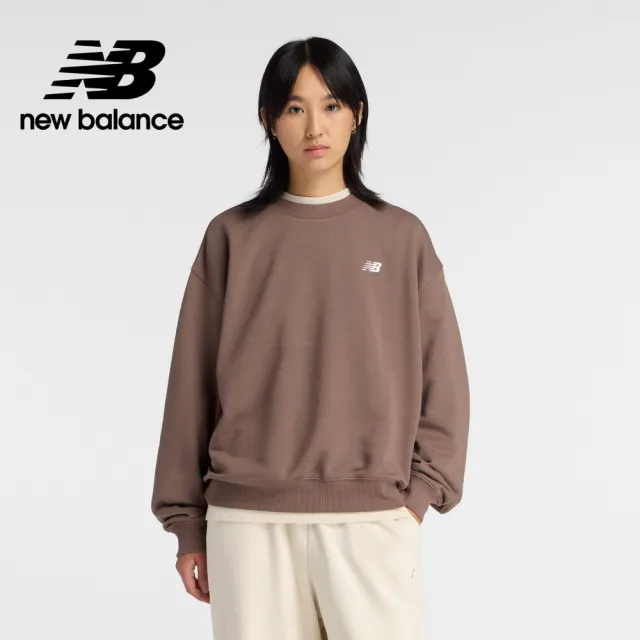 【NEW BALANCE】NB 大學T 簡約LOGO棉質長袖上衣_WT41508ABP_女性_咖啡棕(美版 版型偏大)