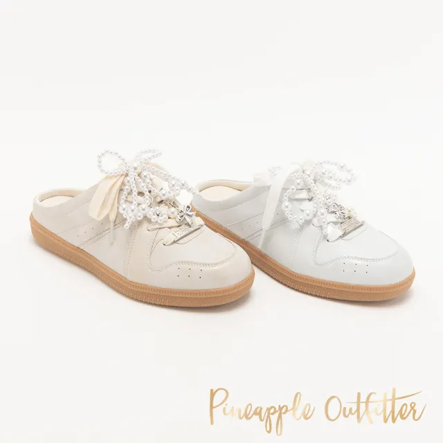 【Pineapple Outfitter】休閒珍珠綁帶穆勒鞋KALIN(杏色)
