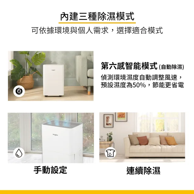 【Whirlpool 惠而浦】10公升第六感智能除濕機(WDEE10TW)