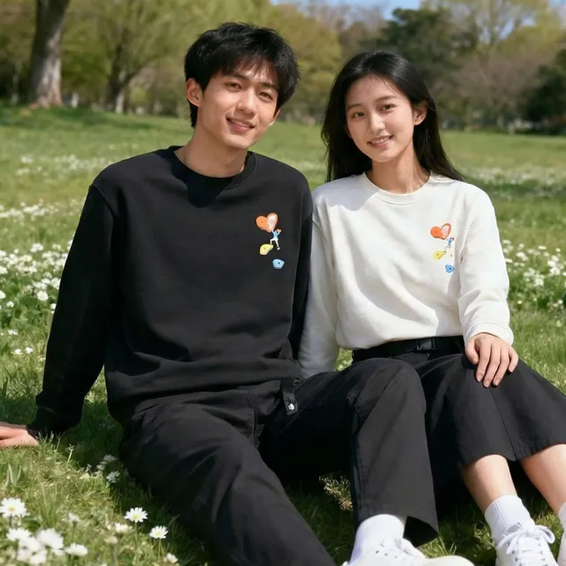 【The North Face】北面男女款黑色長袖大學T｜8GY7JK3