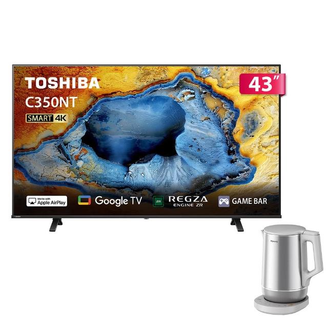 【TOSHIBA 東芝】58H快配★REGZA 43型4K Google TV液晶顯示器(43C350NT)