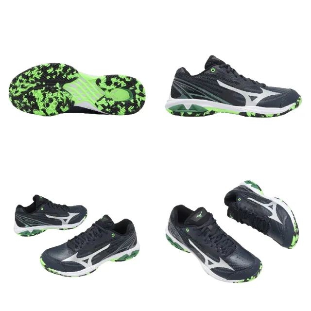 【MIZUNO 美津濃】羽球鞋 Wave Claw 4 超寬楦 男鞋 黑 綠 回彈 緩震 支撐 71GA2644-03