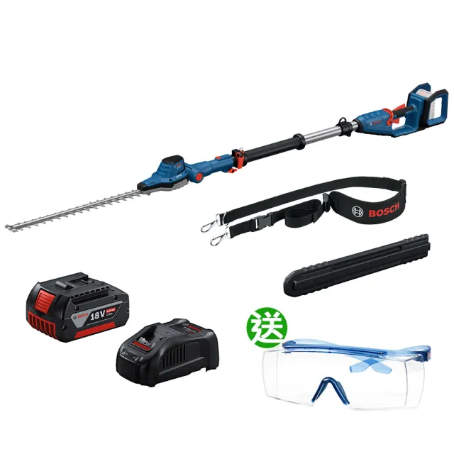 【BOSCH 博世】18V無刷鋰電高枝籬笆剪/樹籬剪《4.0Ah電池+8A快充組》GHE 18V-50 TP(再送3M安全護目鏡)