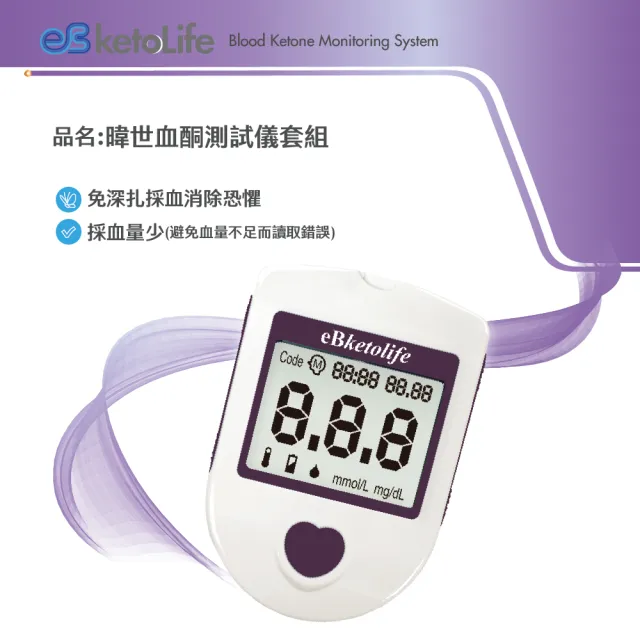 【eBmonitor醫必】eBketolife暐世血酮測試儀套組未滅菌(血酮 量測 檢測 套組)