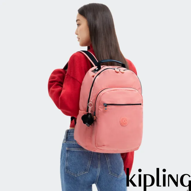 【KIPLING】『首爾包』蜜桃粉機能手提後背包-SEOUL