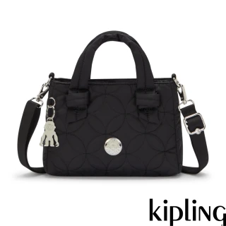 【KIPLING官方旗艦館】碳黑絎縫手提肩背兩用包-JULISSA