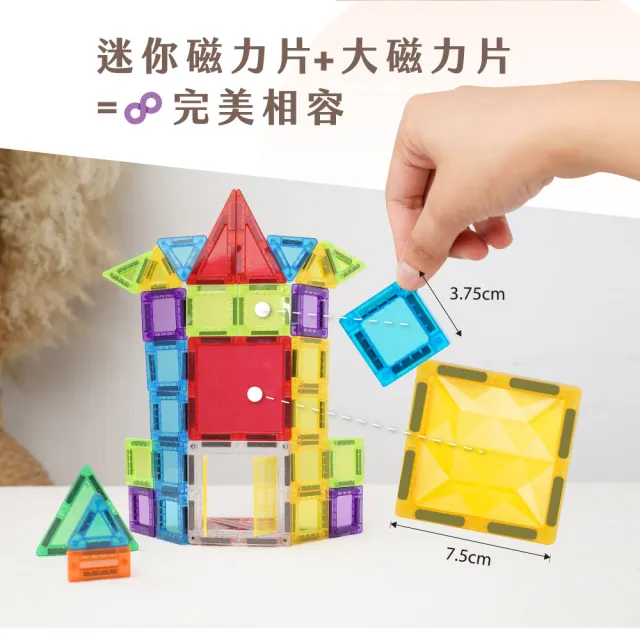 【mamayo 媽媽友】迷你磁力片-雲梯消防車(42pcs/附迷你車2pcs與收納鐵盒及說明書/旅行外出)