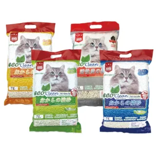 【ECO 艾可】豆腐貓砂7L/6入組-原味/綠茶/玉米/活性炭(環保貓砂)