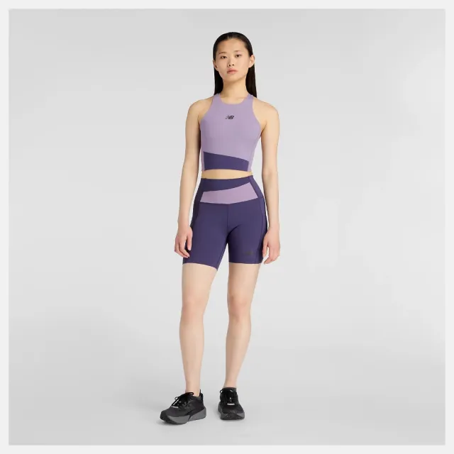 【NEW BALANCE】NB 背心 女 慢跑 短版 美規 紫 WT61P7F8AA5
