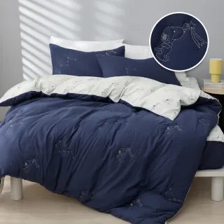 【HOYACASA  禾雅寢具】史努比星空夢想 水洗棉兩用被床包組(單人/雙人/加大 多款選 均一價)