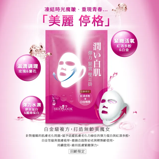 【SEXYLOOK 西西露】雙耳掛面膜10片/盒(彈力緊實/彈力白皙/高效保濕)