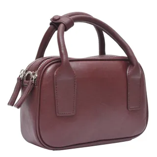 【Ann’S】Ann’S復古氣質-頂級植鞣頭層牛皮 手提保齡球包(兩用附背帶)-酒紅